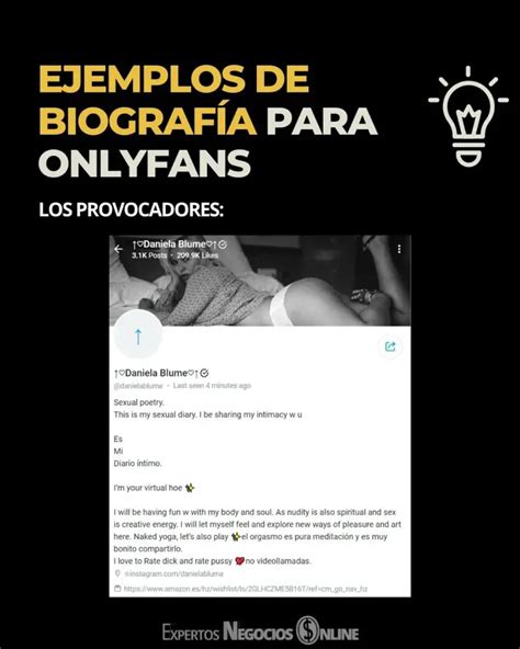 que poner en bio de onlyfans|Descubre los mejores ejemplos de biografía para OnlyFans